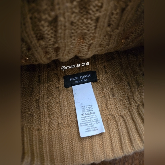 Kate Spade Tan Bow Cable Knit Beanie - Picture 4 of 4